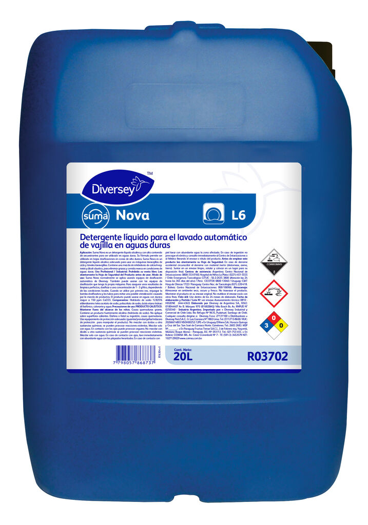 SUMA NOVA 20L - LÍQUIDO LIMPIADOR PARA EL LAVADO AUTOMÁTICO DE VAJILLA EN AGUAS DURAS